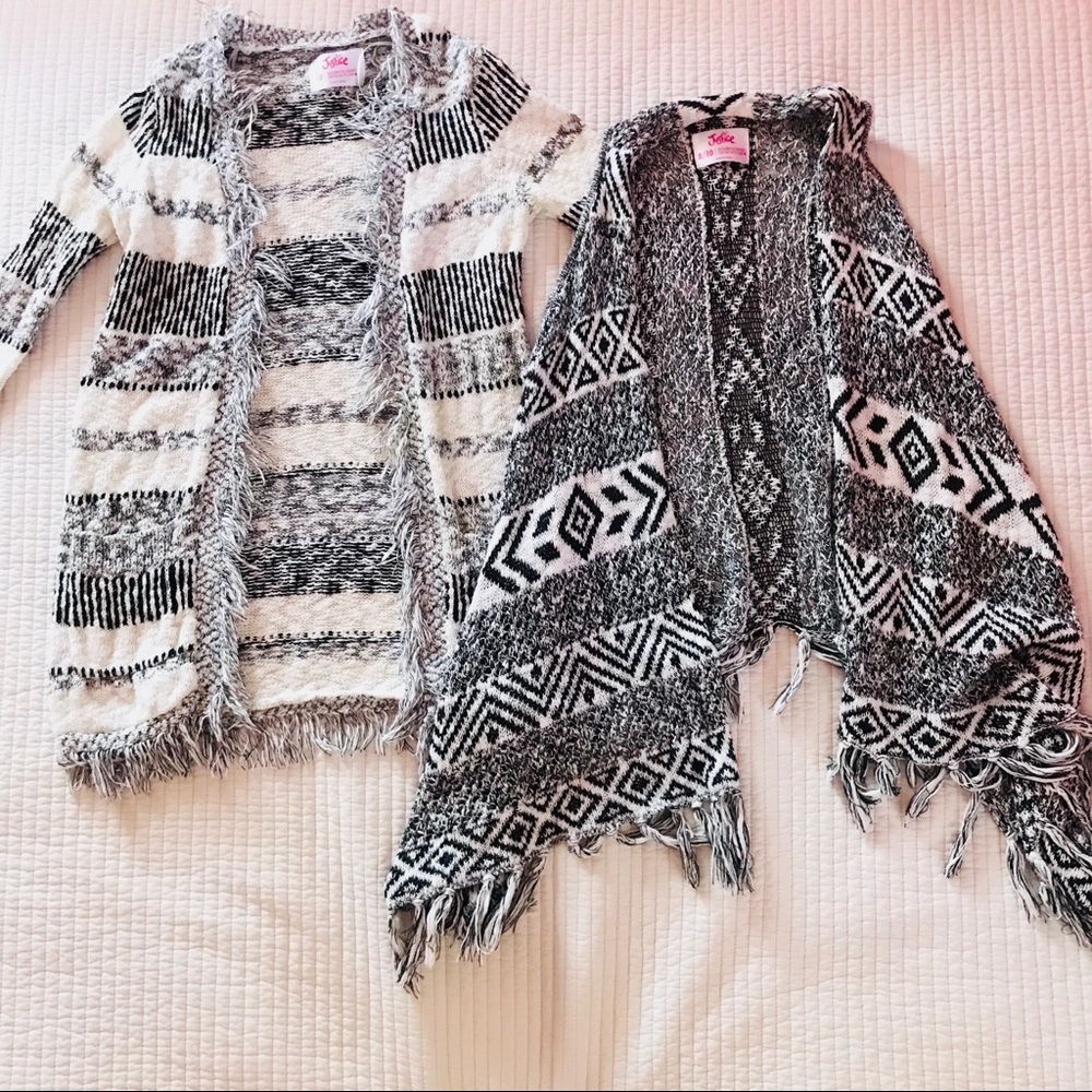 Black and White Cardigan Set For Girls